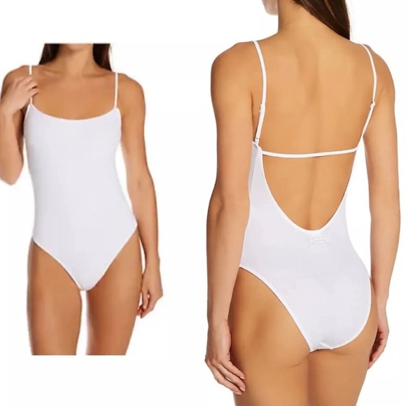 NWT CALVIN KLEIN Women's Pure Ribbed Bodysuit  QF6446 - White Size Small - Picture 1 of 11